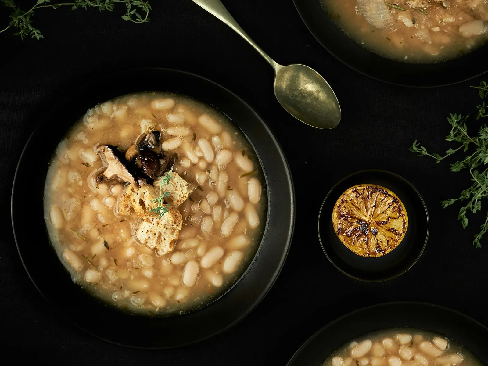 Bowl of white chicken chili with white beans